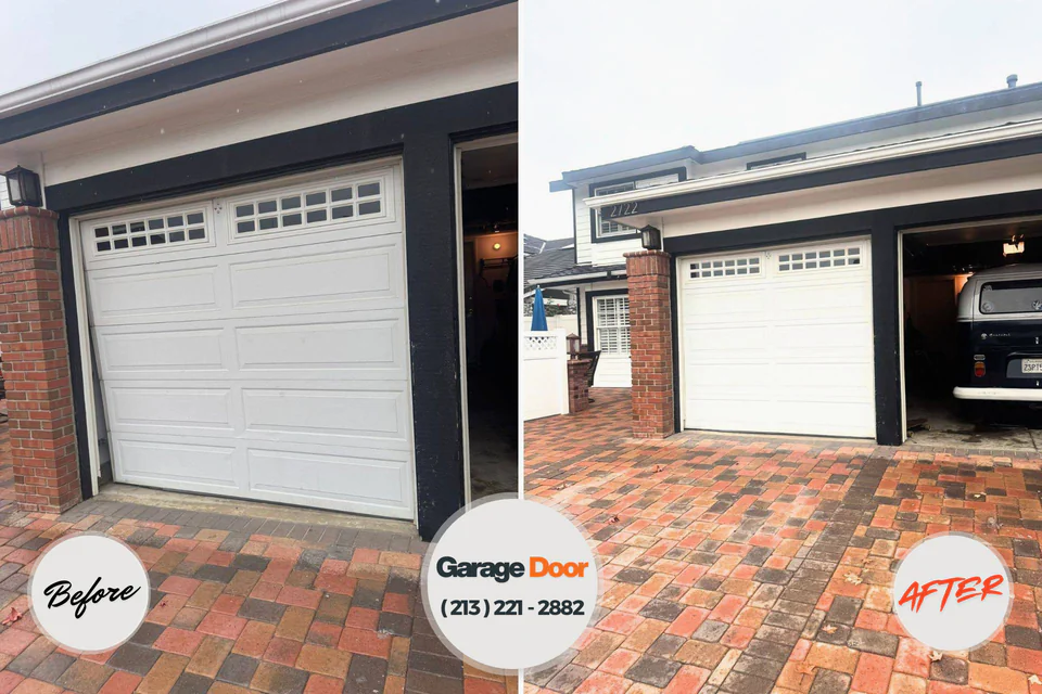 Before and after: garage door repair Calverton Park, MO